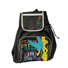 Disney Tinker Bell Pixie Power Black Bag Backpack nylon Glitter Adjustable