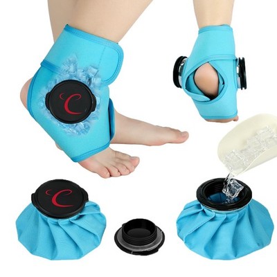 Comfytemp Ankle Ice Pack Wrap, Refillable Wearable Bags One Size, Blue