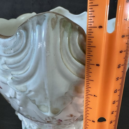 Antique Porcelain Planter Jardiniere 10”x 9.5" Footed Floral Pot 1800s - Picture 8 of 9