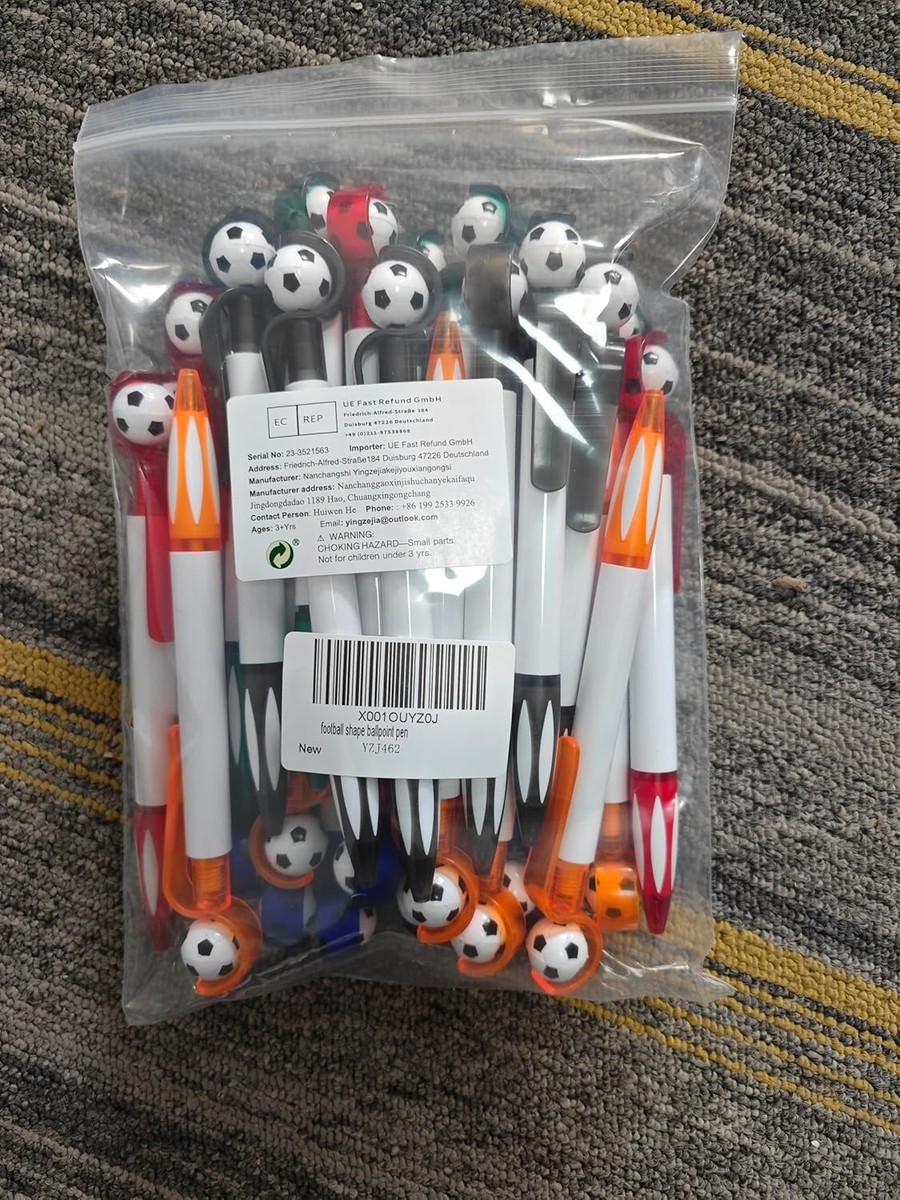 KAHEIGN Football Ballpoint Pens, Retractable Ballpoint Pens, 5.5 Inch With Black Ink, 1.0mm Fine Point, Gift For Office, School, Pack Of 30