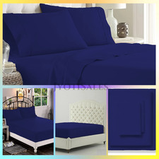 12" TO 30" Deep Pocket Sheets 1000 - 1200 TC Egyptian Cotton Navy Blue Solid