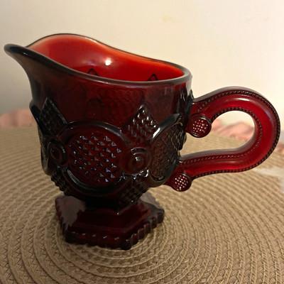 Avon 1876 Cape Cod Collection ruby red glass creamer