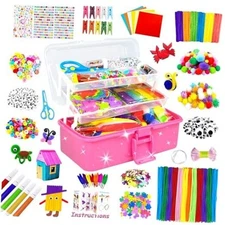 3000 Arts and Crafts Supplies for Kids Craft Kit All in 3 LayeCraft Box red