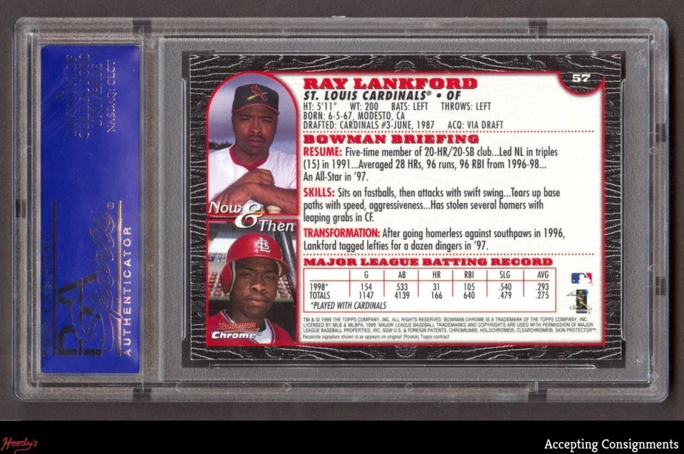 1999 Bowman Chrome #57 Ray Lankford CARDINALS PSA 9 MINT - Image 2 of 2