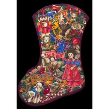 Vintage handmade HUGE Christmas stocking over 33" tall  DOUBLE SIDED 