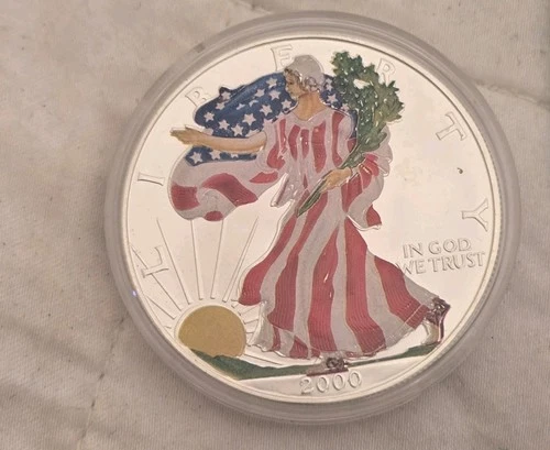 2000 American Silver Eagle Dollar – Full-Color Walking Liberty – .999 Fine