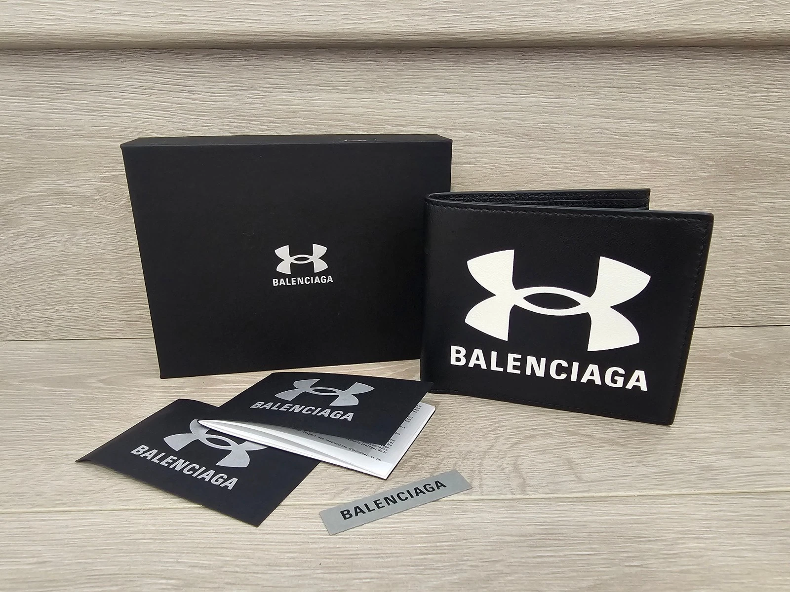 Balenciaga — Balenciaga x Under Armour 817717 Black Bifold Wallet Logo *Limited Edition*