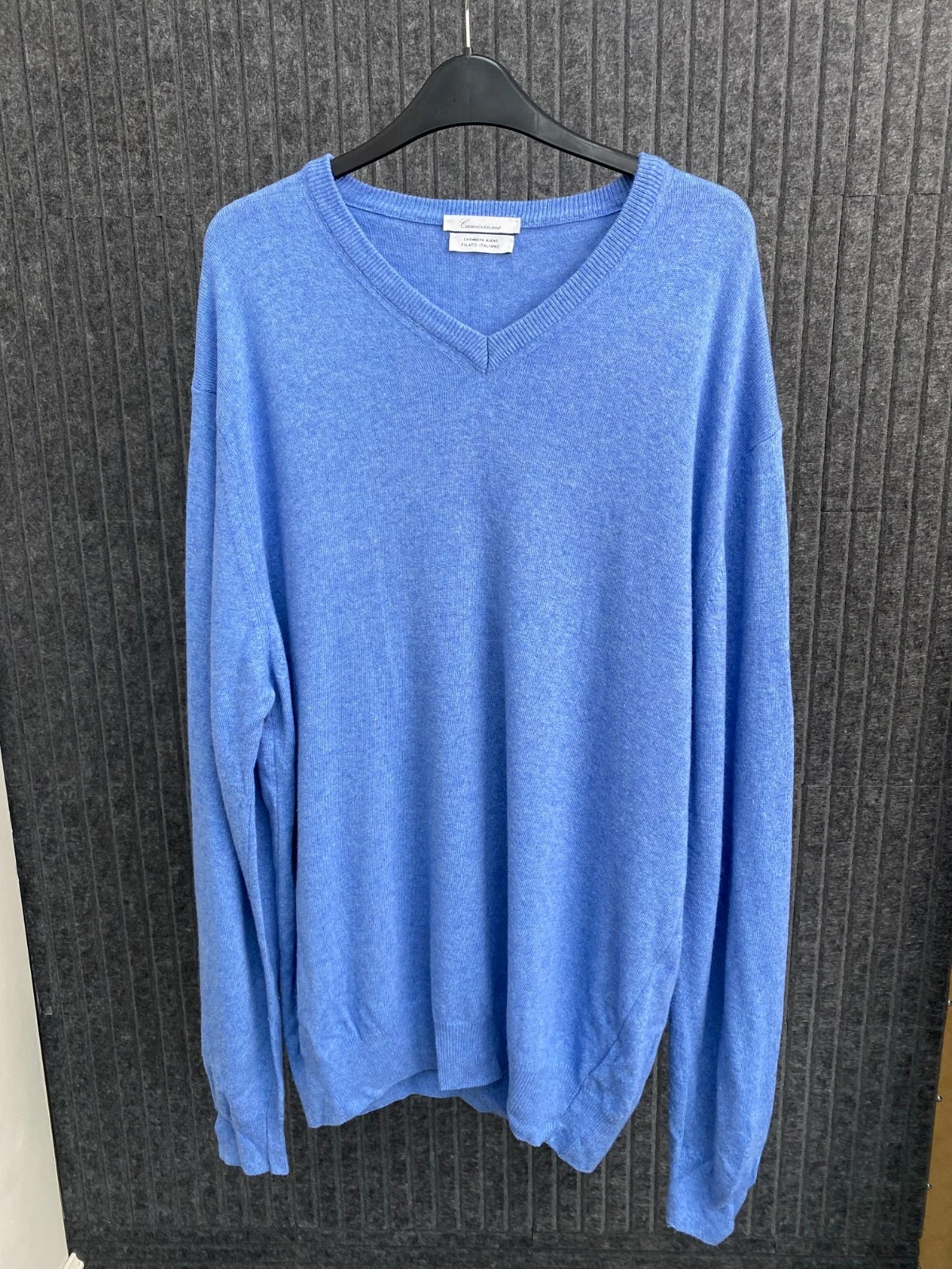 Vintage Lamicissima Blue V-Neck cashmere Sweater Lightweight Knit