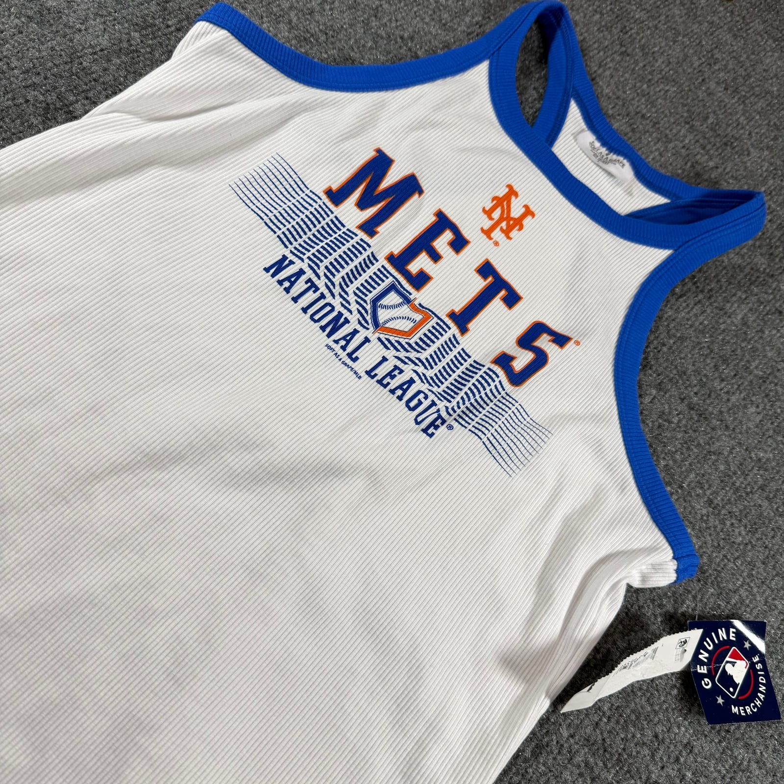 New York Mets Soft As A Grape Women's Tank Top White Blue New With Tags Size L