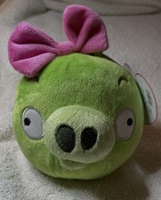 NEW Angry Birds Green Pig Girl With Pink Bow 5  Plush Commonwealth 2013 NO SOUND
