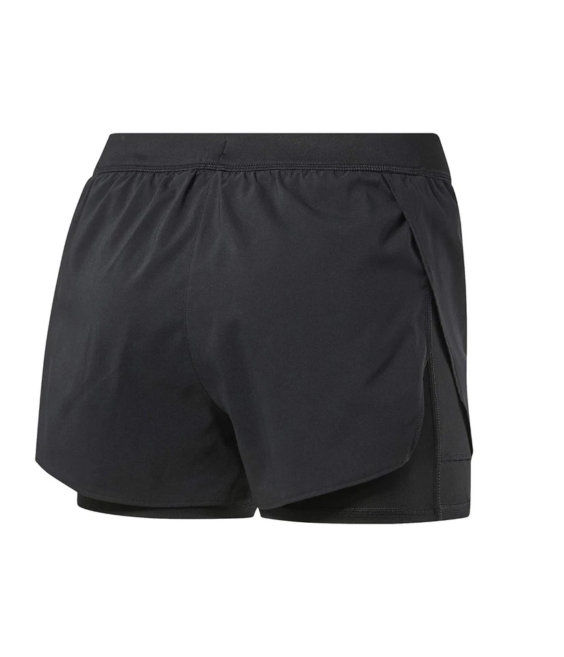 Reebok Womens Running Essentials 2-In-1 Athletic Workout Shorts, black, S - Image 2 of 2