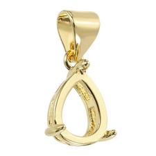 Blank Pendant Tray, 6 x 8 mm Drop-Shaped Bezel Tray Setting, Gold