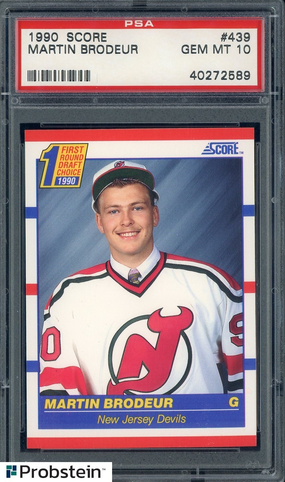 1990 Score Hockey #439 Martin Brodeur Devils RC Rookie HOF PSA 10 GEM MINT