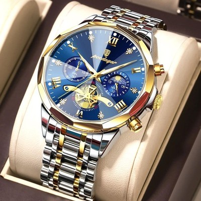 42MM POEDAGAR Quartz Luxury Men's Watch Waterproof Analog Stainless Luminous NEW