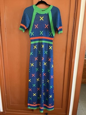 Sant Angelo Knits Giorgio Di Sant Angelo Multicolor Maxi Dress 1970 Vintage RARE
