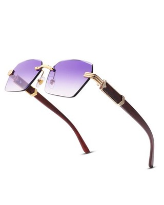 Pro Acme Rimless Rectangle Sunglasses for Men Medium, C10 Purple Gradient