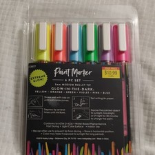 Hobby Lobby Paint Markers Glow-in-the-Dark Multicolor 6 Set MPN 533677