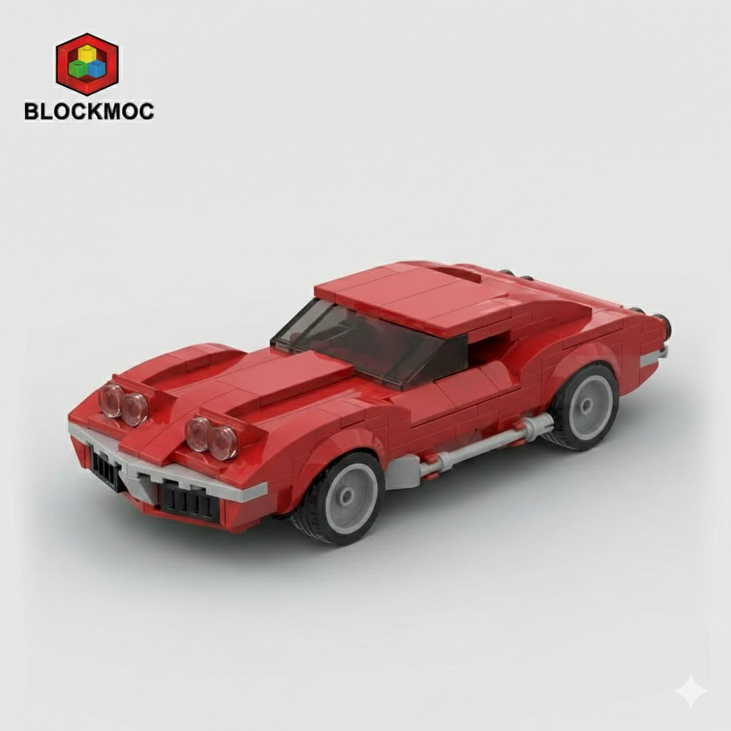 MOC LEGO Car: Chevrolet Corvette C3 Red Building Blocks Set (242 Pcs)