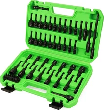 55PC Magnetic Nut Driver Set Impact Driver Socket Adapters Metric & SAE 1/4" Hex