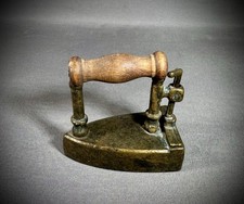 Antique Mini Sad Iron Cast Iron with Wood Handle, Salesman Sample