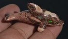 MEXICAN NATURAL MATRIX MULTI-COLOR FIRE OPAL DOLPHIN STONE CARVED DECO FIGURINE