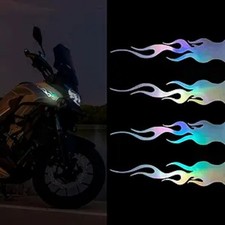 4 PCS 5.9"x1.2" Flame Reflective Stickers, Vinyl Racing Sports Fire Multicolor
