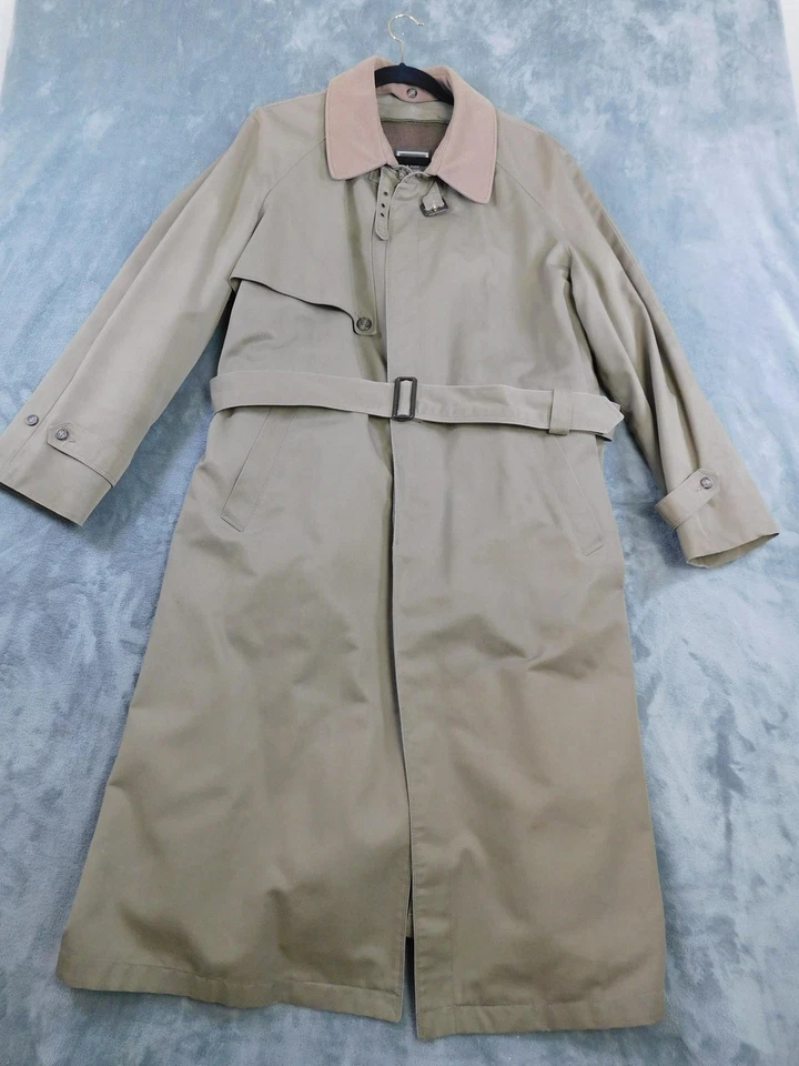 Gabardina vintage Christian Dior para hombre 40R cinturón caqui forro de lana con cremallera años 80 Foto 4 de 4