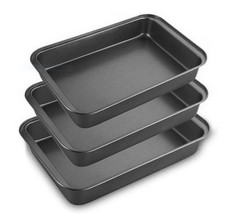 Non-Stick Rectangular Baking Pan Set-Carbon Steel Oven Tray for Lasagna & Cakes