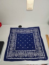 Vintage Dark Navy Blue/White All Cotton Color Fast Bandana