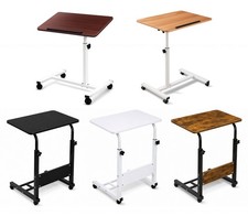 Adjustable Laptop Table Desk Portable Bedside Study Tray Stand with Wheels