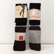 5 Pairs Of Women  s Opaque Tights C / D Black Brown Textured Premium Sweater Warm