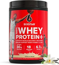 Six Star Whey Protein Powder Plus - Muscle Building & Recovery Formula with Whey