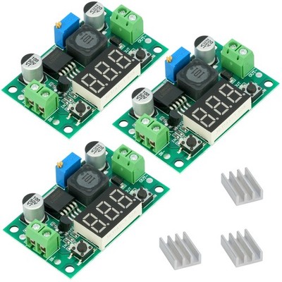 3 Pcs LM2596 DC to DC Buck Converter Two Button Adjustment LED Digital Displa...