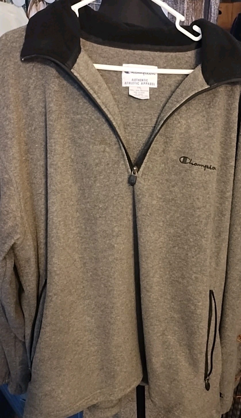 vintage Champion grey and black full-zip fleece  Pullover 