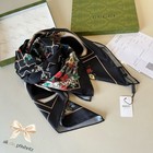 Gucci Floral Print Black Twill Mulberry Silk Women's Square Scarf 36 x 36 in — photo 1