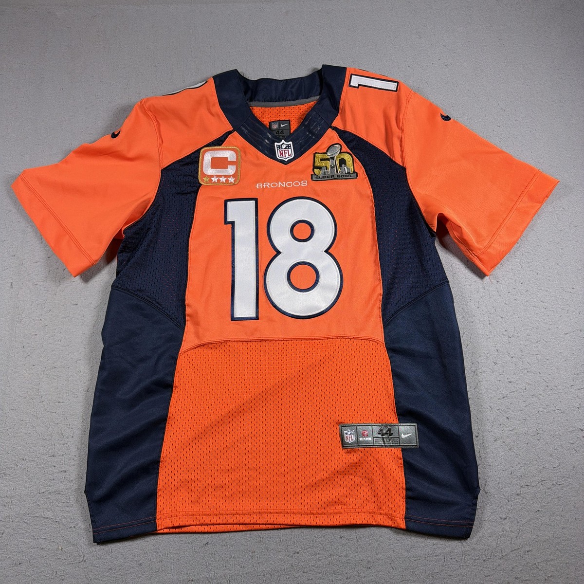 Denver Broncos Jersey Mens 44 Orange NFL Football Peyton Manning