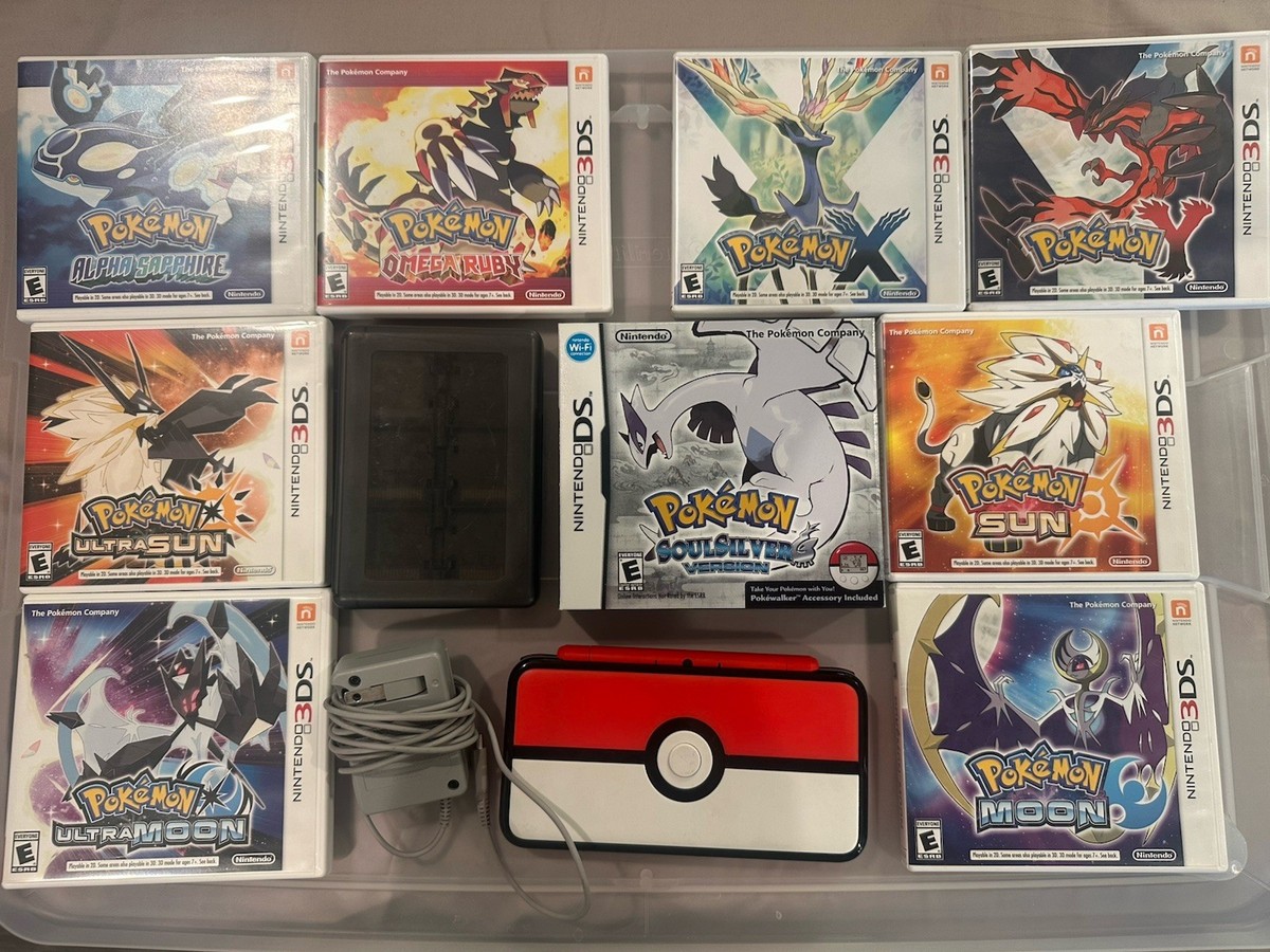 Nintendo 2DS XL Pokeball Edition Pokemon Game Bundle