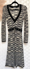 MISSONI Knit Made In Italy Knit V Neck Chevron Zig Zag Tie Waist Dress Sz 2 FX5