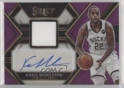 2022-23 Panini Select Memorabilia Purple Prizm 10/75 Khris Middleton Auto 16p1