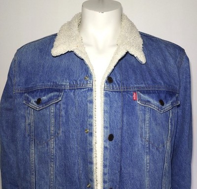 Levi s Sherpa Jeansjacke Herren XL Denim Trucker Teddyfutter Blau Winterjacke