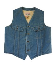 VTG 70's Lee Storm Rider Denim Sherpa Lined Vest USA Western Cowboy See Size