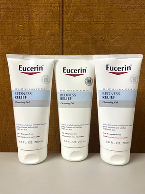 *BROKEN CAPS* 3 Eucerin Redness Relief Cleansing Gel 6.8 Oz. Each