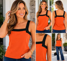 Vintage Brioche California Orange Black Tank Top USA Made Size 13/14 NWT