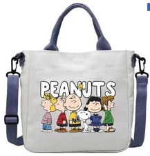Snoopy Canvas Totes Bag Shoulder Crossbody Size 9.06"X9.06"