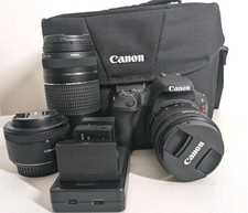 Canon EOS Rebel SL2 DSLR Camera Bundle 3 Lenses Bag Batteries Charger