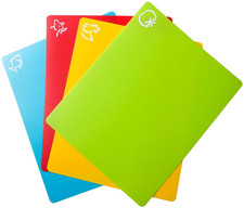 Flexible Plastic Cutting Board Mats, Colored Mats With Food Icons, Gripped Back,