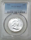 1953 P Franklin Half Dollar PCGS MS63 95% FBL Frosty White PQ New Holder #K405J