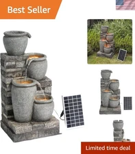 Outdoor Living Spaces Water Fountain with LED Lights, Gray