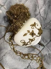 VTG Carl Falkenstein Hanging Wall Lamp white Glass Gold texture Mid Century 1950