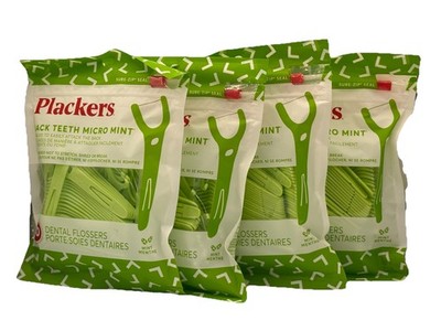 4 X Plackers Back Teeth Micro Mint Dental Flossers Delicious Mint Flavor 60